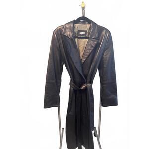 Rizal Bronze Vintage Lamb Leather Women's Trench Coat with Belt Size 42